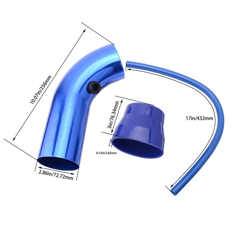 RASNONE 3 Inch Universal Cold Air Intake Kit, Aluminum Induction Flow Hose Pipe Kit with Air Filter (Blue) - Image 4